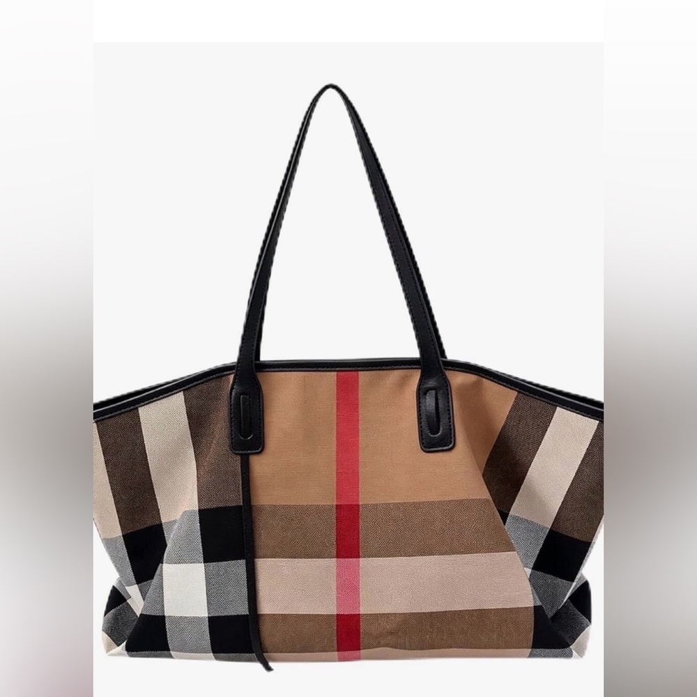 NEW Plaid Tote Bag for Women, Large Canvas Work Tote with Zipper